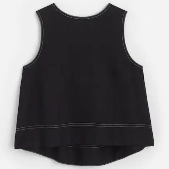 NWT Madewell Black Linen Pleated Shell Top - Size: Extra Small - Picture 11 of 12